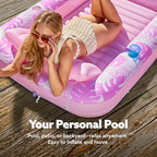 SLOOSH Inflatable Tanning Pool Lounger Float,70" x 46" Pool Floats Adult with Pillow,4 in 1 Suntan Tub Raft Floatie,Sunbathing Bed Lounge for Water Blow Up Kids Ball Pit Party Gifts,L-Blushing Pink