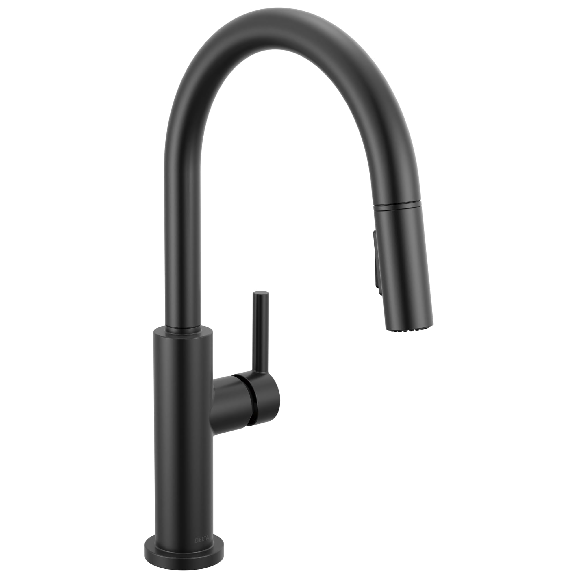 Delta Nicoli Matte Black Kitchen Faucet with Pull Down Sprayer, Bridge 3 Hole Modern Kitchen Sink Faucet, Two-Handle, Matte Black 19867LF-BL