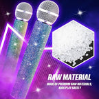 Sanwuta Fake Microphone Prop Sparkly Bling Rhinestones Plastic Play Microphone Pretend Glitter Bedazzled Mic for Cosplay Party Costume(Gradient)