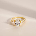 EAMTI 3CT 925 Sterling Silver Engagement Rings 3-Stone Oval Cut Cubic Zirconia CZ Wedding Promise Rings for Her 14K Gold Plated Wedding Bands for Women Size 6