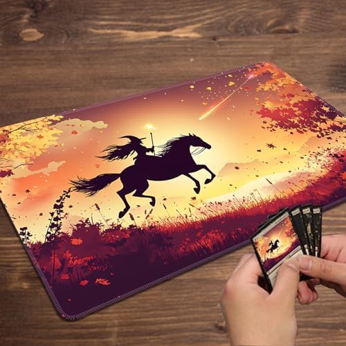 MTG Playmat Magic Card Playmat Game Mat,TCG & CCG Card Games Mat with Free Storage Bags Size 24 x 14 Inches (No with Zones,Star3)