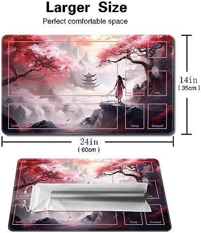 MTG Playmat Size 24x14in Free Storage Bags Non-Slip Backing, Ideal for Card Game Enthusiasts TCG Playmat (Sky Tower-Deck)