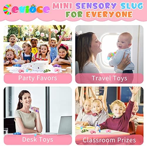 Cevei Cevoce Sensory Slug Fidget Toys for Adults & Kids - 6Pc Cute Autism Sensory Toy Set for Autistic Children, Ages 3+, (5.8 Inch)