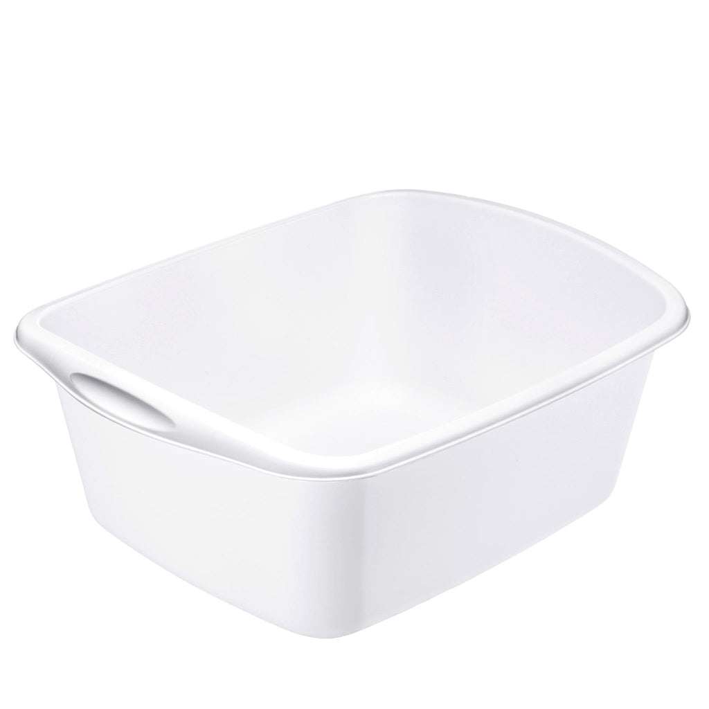 Tribello 2-Pack Dish Pans for Kitchen Sink, Plastic Tub Dishpan Wash Basin and Foot Bath for Soaking Feet, Wash Bucket for Washing and Storage Cleaning Supplies - 12 Quarts - Heavy Duty - (White)