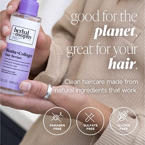 Bitoin & Collagen Hair Serum – Thickening & Strengthening Formula for Thin & Dry Hair – Salon-Quality Haircare with Natural, Healthy Ingredients. Vegan. Sulfate & Paraben Free. 3.38oz
