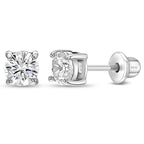 In Season Jewelry Tiny Solitaire Sterling Silver Kids Earrings – 4mm