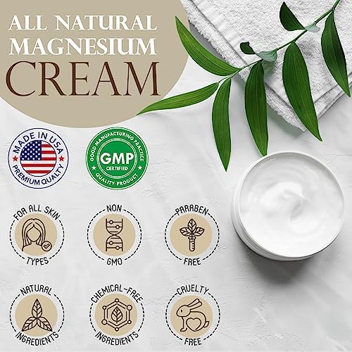 Organa Magnesium Cream - Fast-Absorbing Magnesium Lotion for Sleep - Topical Magnesium Lotion for Leg Cramps, Sore Muscles & Tired Joints - Fast Absorbing and Fast Acting Foot Cream - Magnesium Butter