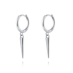 SLUYNZ Sterling Silver Spike Small Hoop Earrings for Women Teen Girls Geometric Hoop Earrings Huggie Drop (A-SILVER)