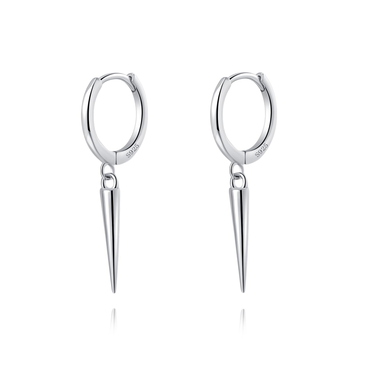 SLUYNZ Sterling Silver Spike Small Hoop Earrings for Women Teen Girls Geometric Hoop Earrings Huggie Drop (A-SILVER)
