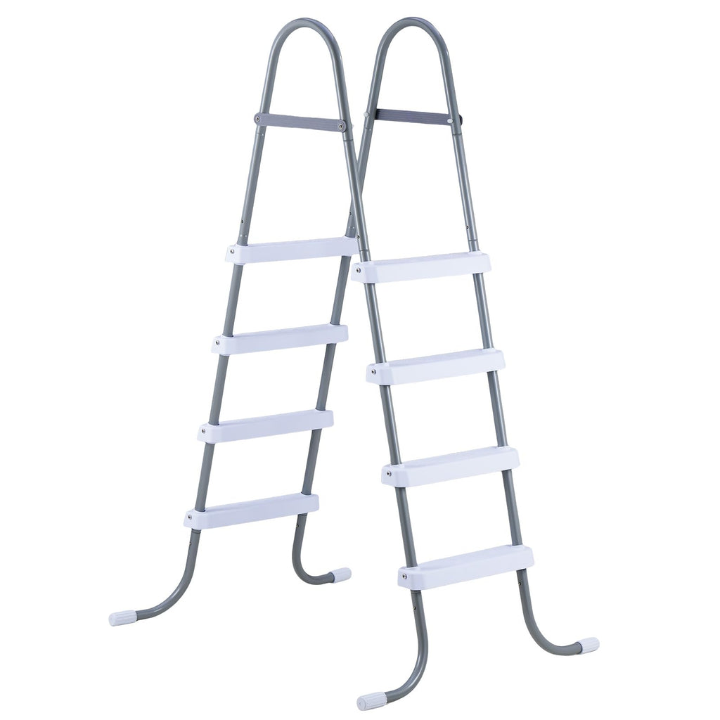 VEVOR Above Ground Pool Ladder, 4-Step Steel A-Frame Swimming Pool Stairs for 48 in High Wall, 300 lbs Capacity Entry/Exit Steps with Secure Non-Slip Sturdy Wide Step, Easy Setup, Gray & White