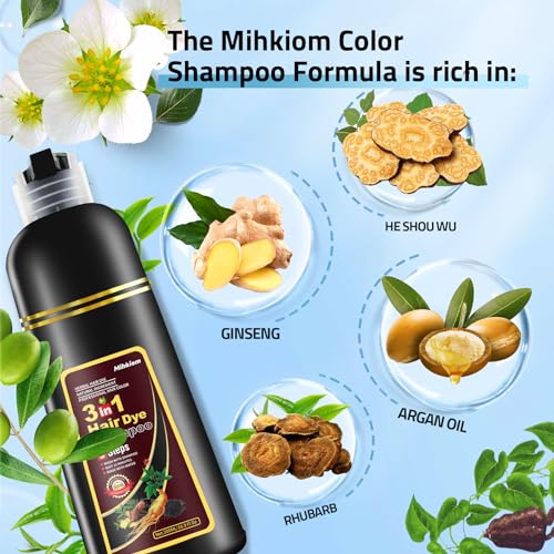 Dark Wine Red Hair Dye Shampoo 3 in 1 for Women & Men, Hair Color Shampoo Refresh Hair Only 20 Mins - Natural Plant - Champu Para Pintar el Pelo