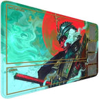 MTG Playmat Stitched Edges, MTG Mats with Zones for MTG TCG 24 x 14 inches Trading Card Inked Game Playmats with Storage Bag Smooth Rubber Surface Battle Game