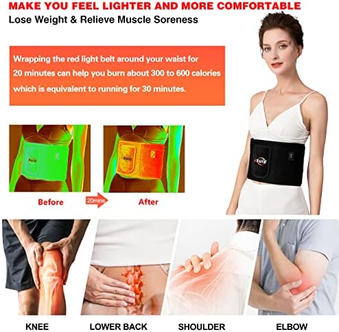 Red Light Therapy Belt, Infrared Light Therapy Wrap Red Light Therapy Device for Body with Timer for Back Shoulder Waist Muscle Pain Relief for Women Men