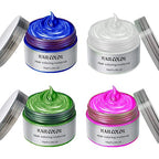 Temporary Hair Color Wax,Hair Color Spray Wax, Natural Hair Coloring Wax Material Disposable Hair Styling Clays Ash for Cosplay,Party,Masquerade, Halloween.etc (Blue White Green Pink, 1 Pack)
