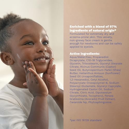 Mustela Stelatopia Eczema-Prone Skin Emollient Baby Face Cream - Face Moisturizer with Natural Avocado & Sunflower Oil - Fragrance-Free - 1.35 fl. oz.