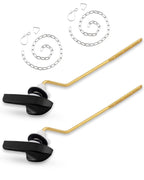 2 Pack Universal Black Toilet Handle Replacement Kit, Side/Angle Mount Toilet Flush Handle Compatible with Kohler K-GP30324-CP/TOTO/American Standard, Stainless Steel Flapper Chain
