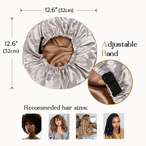 YANIBEST Double Layer Satin Bonnet Silk Bonnet Adjustable Hair Bonnet for Sleeping Hair Bonnets for Women Curly Natural Hair