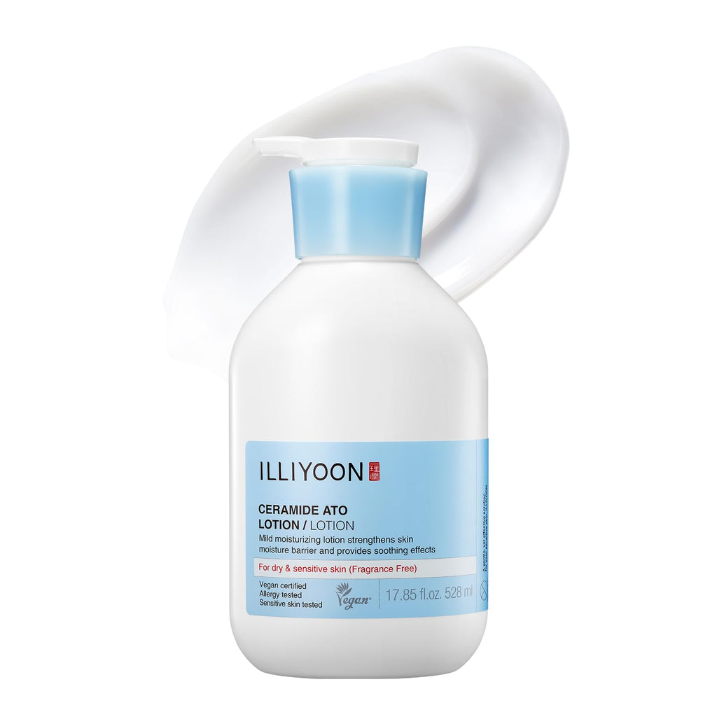 ILLIYOON Ceramide Ato Lotion 528ml(17.85oz) | Daily Moisturizing Lotion for All Skin Types | Deep Moisturizing and Soothing Effect | Korean Skin Care