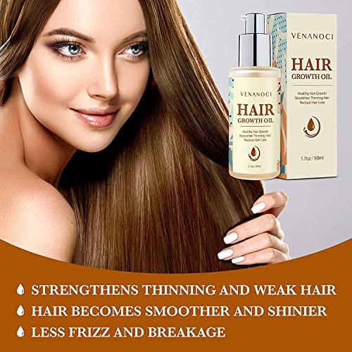 Veganic Natural Hair Growth Oil: Venanoci Hair Growth Serum with Biotin & Rosemary for Anti-Hair Loss, Hair Regrowth & Thickening – Strengthens & Nourishes Hair for Women & Men (2pcs)