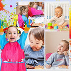 Zkptops 6 Pack Kids Art Smocks Waterproof Kid Painting Aprons Toddler Art Smock Kids Paint Smock with Long Sleeve 3 Roomy Pockets for Age 3-7 Years
