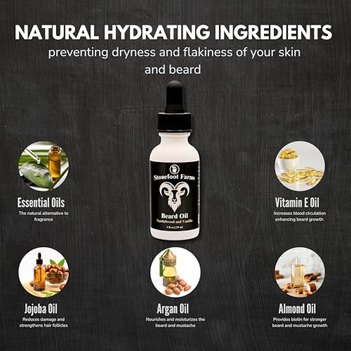 Beard Oil - Unscented - Moisturizes, Softens & Conditions with Jojoba Oil & Argan Oil - Beard Conditioner for Men with Beards, Mustaches, Facial Hair - Reduces Itchiness, Promotes Growth