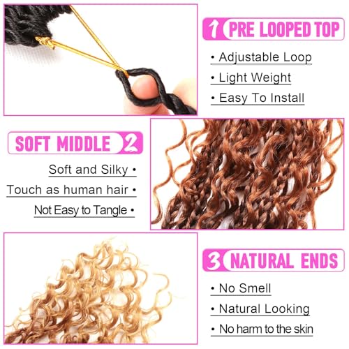 Goddess Boho Box Braids Crochet Hair-8 Packs 18 Inch Crochet Box Braids for Black Women Pre Looped (1B/30/27, 18 Inch (Pack of 8))