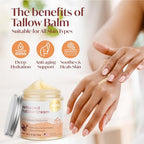 Beef Tallow moisturizer for Skin - Grass fed beef tallow honey Balm for face body dry skin (4 oz, Refreshing)