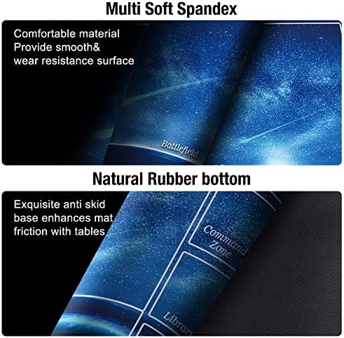 MTG Playmat for Magic The Gathering, Stitched Playing Mat with Tube Case for MTG Card Game Playing (Blue Starry)