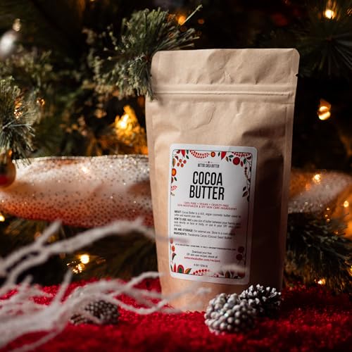 Better Shea Butter Raw Cocoa Butter - Unrefined, 100% Pure, Food Grade - Use for Cocoa Lip Balm, Stretch Marks Cream, Cacao Butter Cream, Scars Oil, Whipped Lotion - Skin & Hair Moisturizer 1LB Block