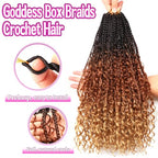 Goddess Boho Box Braids Crochet Hair-8 Packs 18 Inch Crochet Box Braids for Black Women Pre Looped (1B/30/27, 18 Inch (Pack of 8))