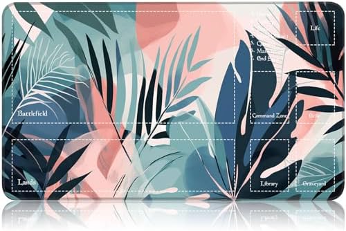 MTG Playmat for Magic TCG - Rubber Play Mat With Smooth Surface, Trading Card Inked Mat With Zones, Battle Game, Leaf Puzzle - Tabletop Card Playmats
