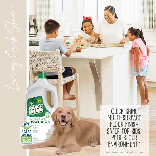 Quick Shine Multi-Surface Floor Finish-Polish 64oz-4pk | Safer Choice, No PFAS, pH Neutral Clean Shine Technology | Squirt & Spread | For Wood, Laminate, LVP, LVT, Tile & Stone | Made in USA