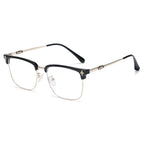 Cyxus Retro Blue Light Glasses Men - Square TR90 Metal Blowline Frame Stylish Trendy for Computer Daily Work 8252
