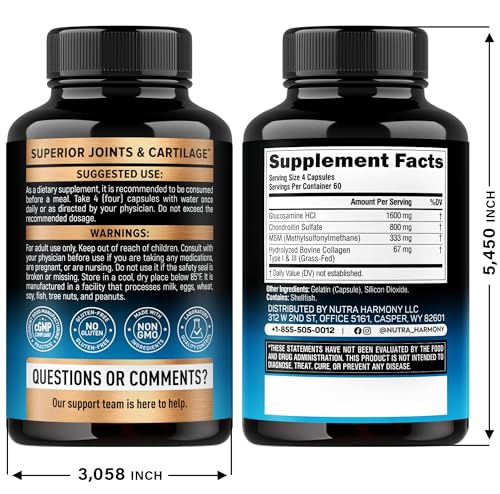 Glucosamine Chondroitin MSM Collagen | HSA | Joint Support Supplement 2800 mg | Made in USA | FSA Approved Product Items | Flexibility Nutritional Vitamins | For Men & Women, 240 Capsules