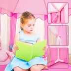 wilwolfer Princess Tent for Girls with Large Star Lights, Kids Play Tent Large Space Playhouse for Children Indoor Games, Toy & Gift for Kids Girls & Boys Age 3+ Child