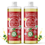 Brittanie's Thyme Pure Castile Liquid Soap Refill (Peppermint, 32 oz Pack of 2) | For Hair & Body, Gentle and Pure, Made with Natural Luxurious Oils, Vegan & Gluten Free Non-GMO