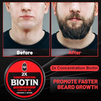 Beard Balm, 2X Concentration Biotin, with Castor Oil and Argan & Jojoba Oils, Promotes Beard Growth, Styles, Strengthens & Softens Beards & Mustaches, 2 Ounce,Unscented