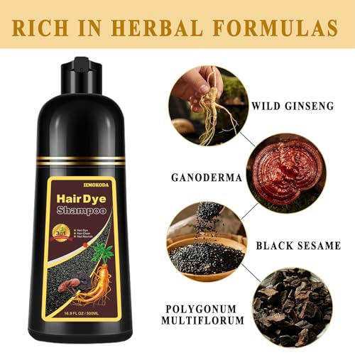 Deep Wine Red Hair Dye Shampoo 3 in 1 for Gray Hair, Instant Hair Dye for Men Women, Long-lasting & Natural Hair Color Shampoo, Effect in Minutes, 16.9 Fl Oz
