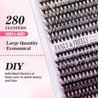 Lash Clusters 280Pcs Cluster Lashes 30D 40D D Curl False Eyelashes Mix9-16mm Eyelash Clusters Individual Cat Eye Lashes Clusters for DIY Cluster Eyelash Extensions at Home (30D+40D-0.07D-9-16MIX)
