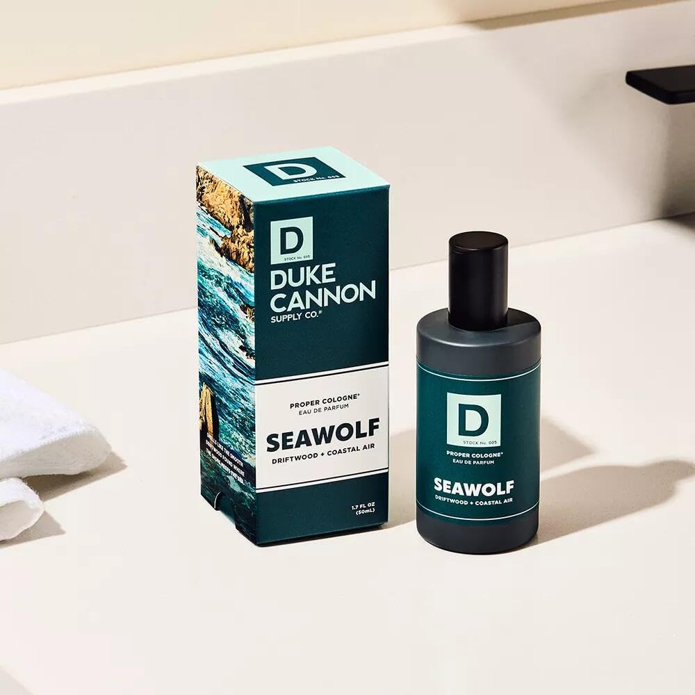 Duke Cannon Proper Cologne Seawolf | Men's Eau de Parfum | Driftwood and Coastal Air | Subtle, Fresh Long-Lasting Scent | 1.7 fl oz
