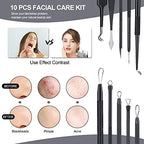 MENOLY Pimple Popper Tool Kit 10 Pcs Blackhead Remover Tool Zit Popper for Blemish, Pimple Comedone Extractor Acne Tool for Blackheads, Acnes, Whiteheads Nose Face Tools with Leather Bag