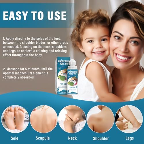 Magnesium Lotion for Kids, Magnesium Roll on for Sleep & Calm - Help Children Calm and Sleep, Support a Balanced Mood, Bedtime & Night