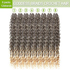 Goddess Bohemian Box Braids Crochet Hair-8 Packs 24 Inch Boho Crochet Braids for Black Women Synthetic Braiding Hair (T27, 24 Inch(Pack of 8))