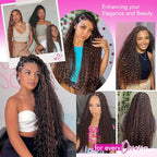 28 Inch Human Braiding Hair Deep Water Wave 2 Bundles/Pack 50g, Dark Brown Bulk Human Hair Braiding Hair for Boho Braids, Curly Wet and Wavy Braiding Boho Human Hair for Braiding No Weft