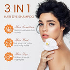 Hair Dye Shampoo 3 In 1, 100% Gray Hair Coverage, Dark Wine Red Hair Color Treated Burgundy Shampoo Para Canas, Root Touch 15 Minutes, Home Use for Men & Women Parent, 500ml