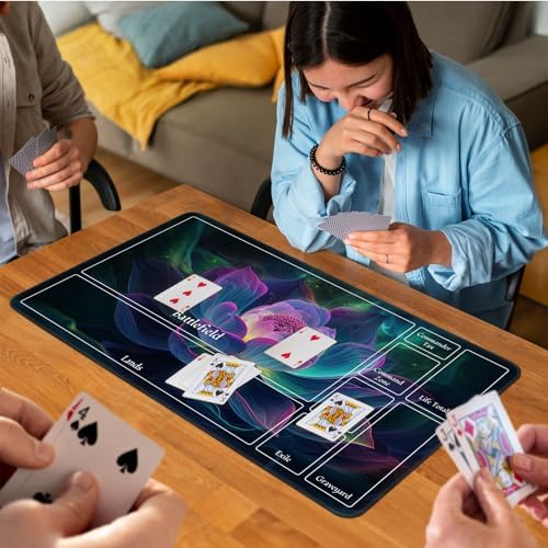 for MTG Game Playmat, for Magic TCG Rubber Play mat,Tabletop Card Playmats with Smooth Surface,Trading Card Inked Game Mat with New Zones,Battle Game,Glowing Lotu