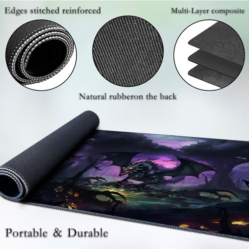 for MTG Game Playmat, for Magic TCG Rubber Play mat,Tabletop Card Playmats with Smooth Surface,Trading Card Inked Game Mat,Battle Game,Black Forest Dragon
