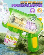 Bubble Gun 2 Packs for Kids, Automatic Bubble Machine with 2 Bottles &25 Bags Refill Solution, Bubble Maker Gifts for Kids, Outdoor Game Toys for Boys&Girls Ages 3+ (Green&Pink(8-Hole))
