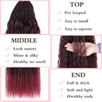 Xtrend Pre looped Brazilian Braids Afro Curly Crochet Braiding Hair Yaki Kinky Micro Curly Water Wave Crochet Hair 24 Inch 8 Packs Synthetic Deep Wave Mini Boho Braids For Women(30Strands/Pack，TBUG#)