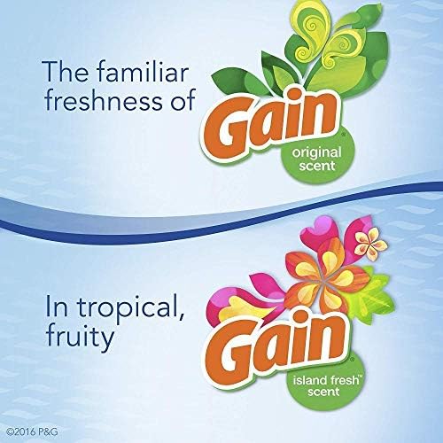 Febreze Car Air Freshener, 2 Gain Original and 2 Gain Island Fresh Scents, Odor Eliminator for Strong Odors (4 Count)